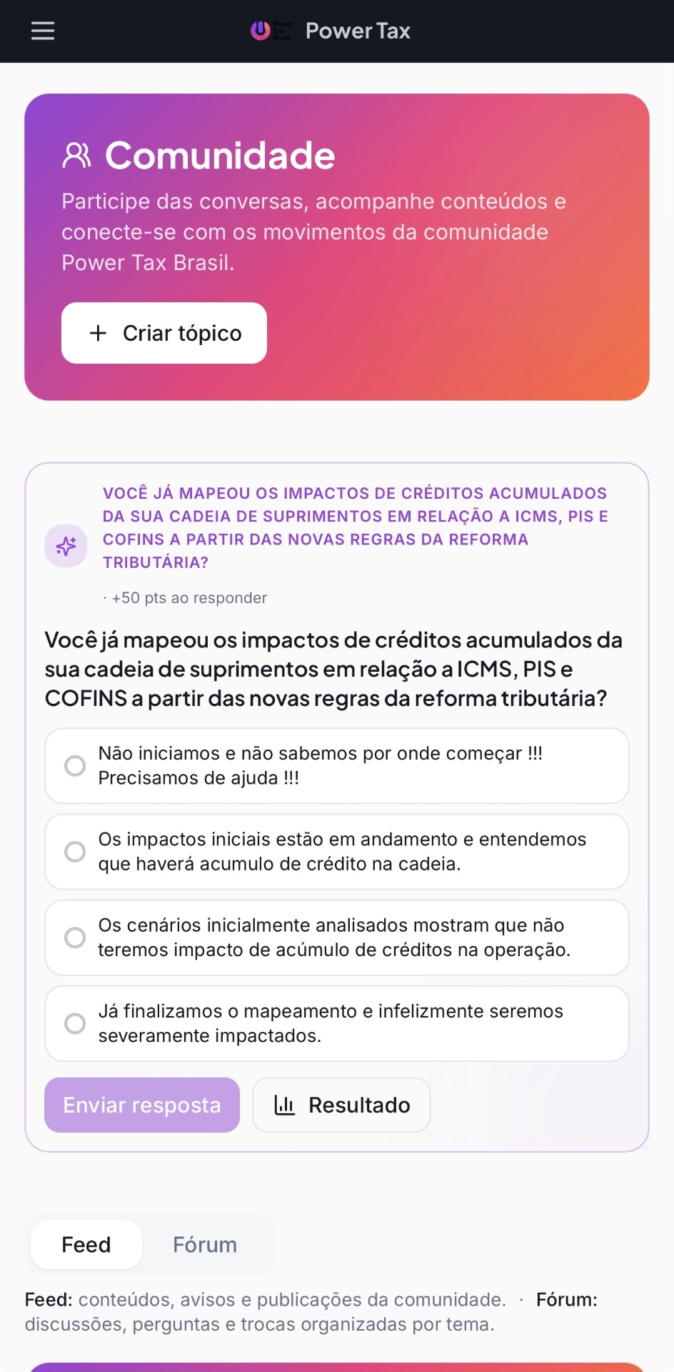 Plataforma Power Tax no celular